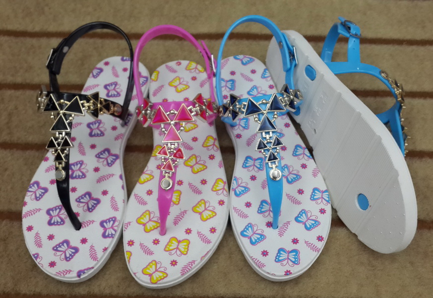 PVC strap with crystal chain butterfly insole new PCU sandal